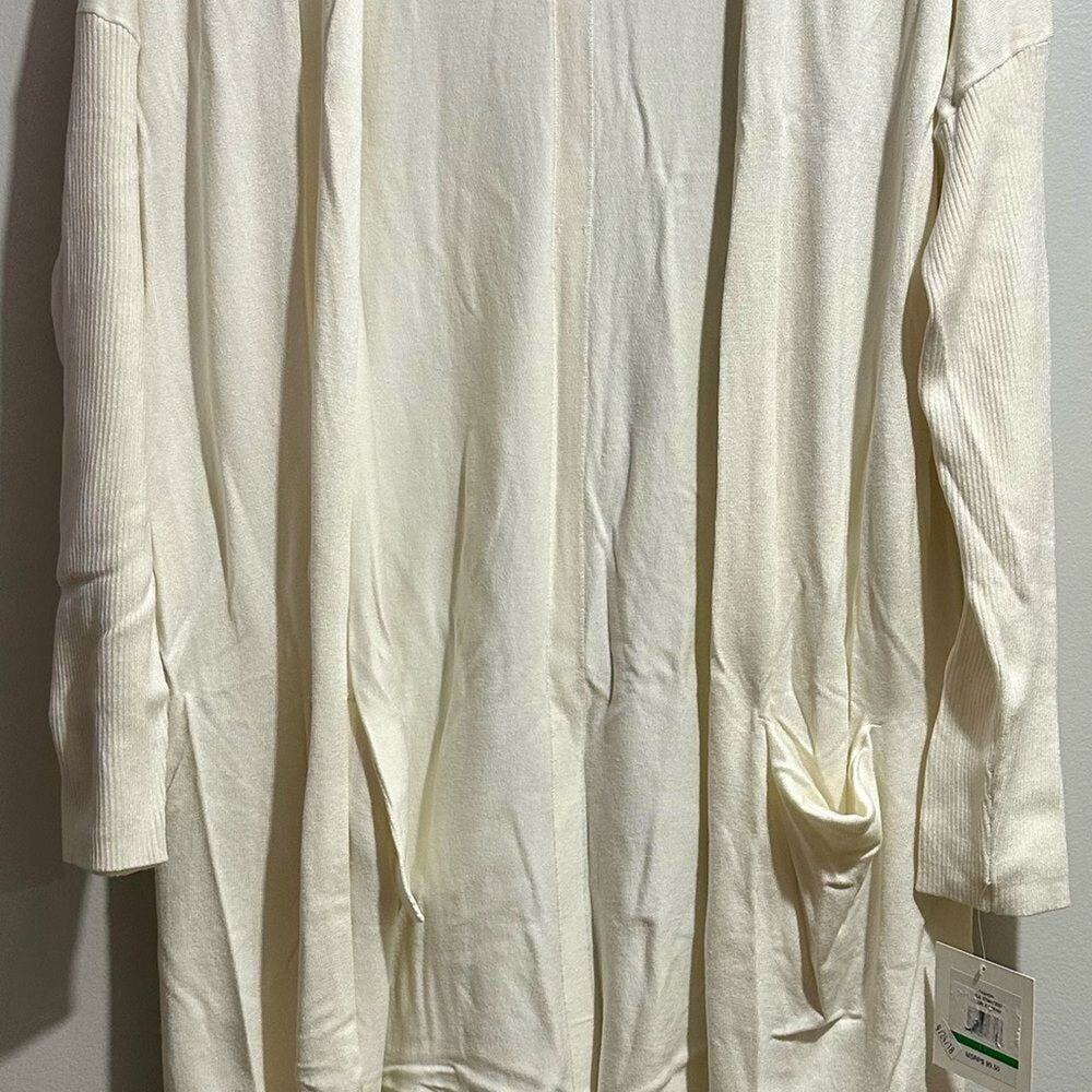 Ellen Tracy Ivory Open Front Cardigan Duster Size L (460)